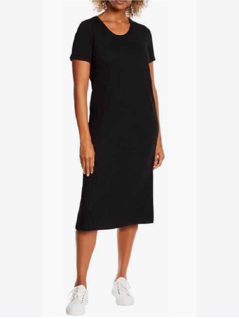 J. Crew Black Short-Sleeve Midi T-Shirt Dress